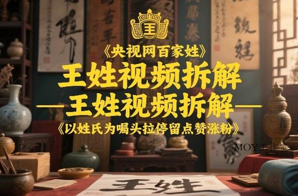央视网百家姓–王姓视频拆解，以姓氏为噱头拉停留点赞涨粉-墨昀爱搬砖