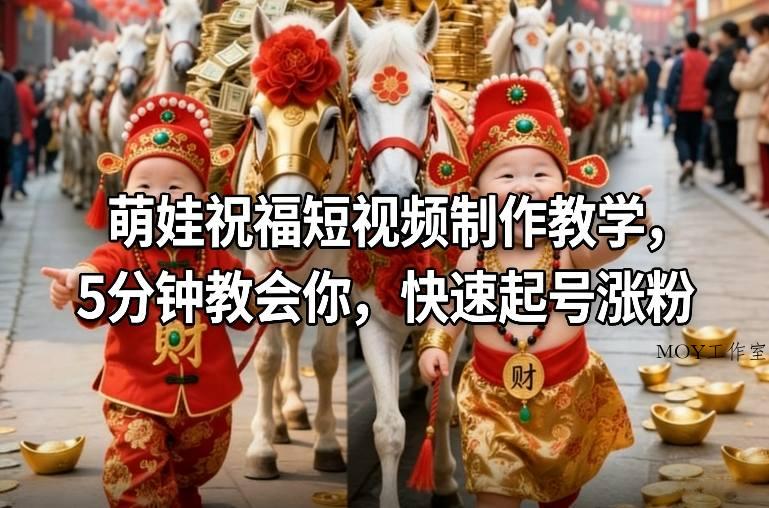 萌娃祝福短视频制作教学，5分钟教会你，快速起号涨粉-墨昀爱搬砖