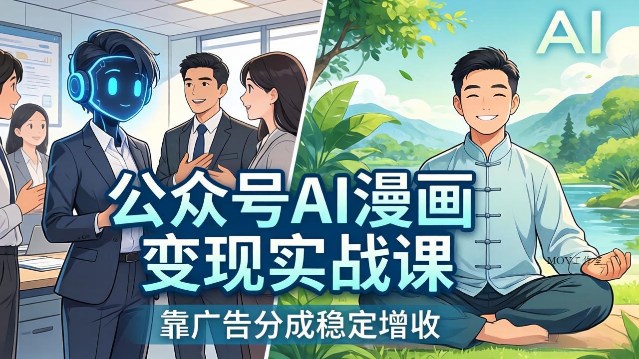 公众号AI漫画变现实战课：星座/职场/养生多赛道+智能体发文，靠广告分成稳定增收-墨昀爱搬砖