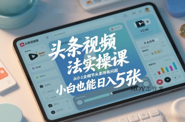 头条视频玩法实操课，从0-1全细节头条所有问题，小白也能日入5张-墨昀爱搬砖