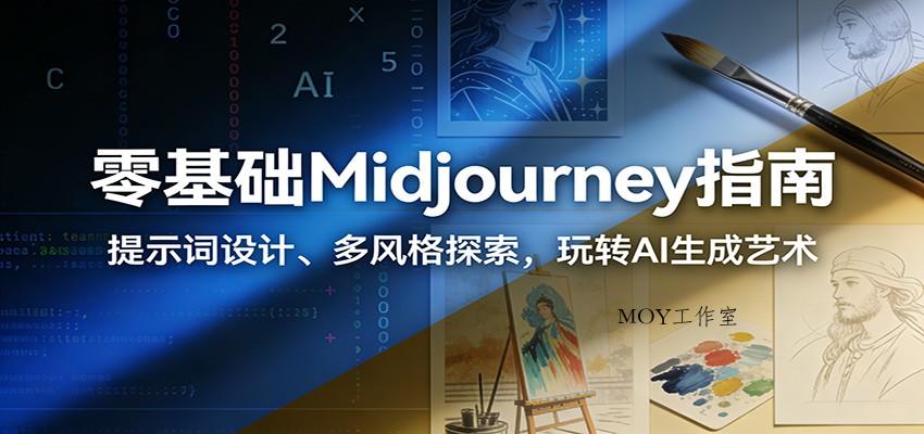 图片[1]-零基础Midjourney指南：提示词设计、多风格探索，玩转AI生成艺术-墨昀爱搬砖