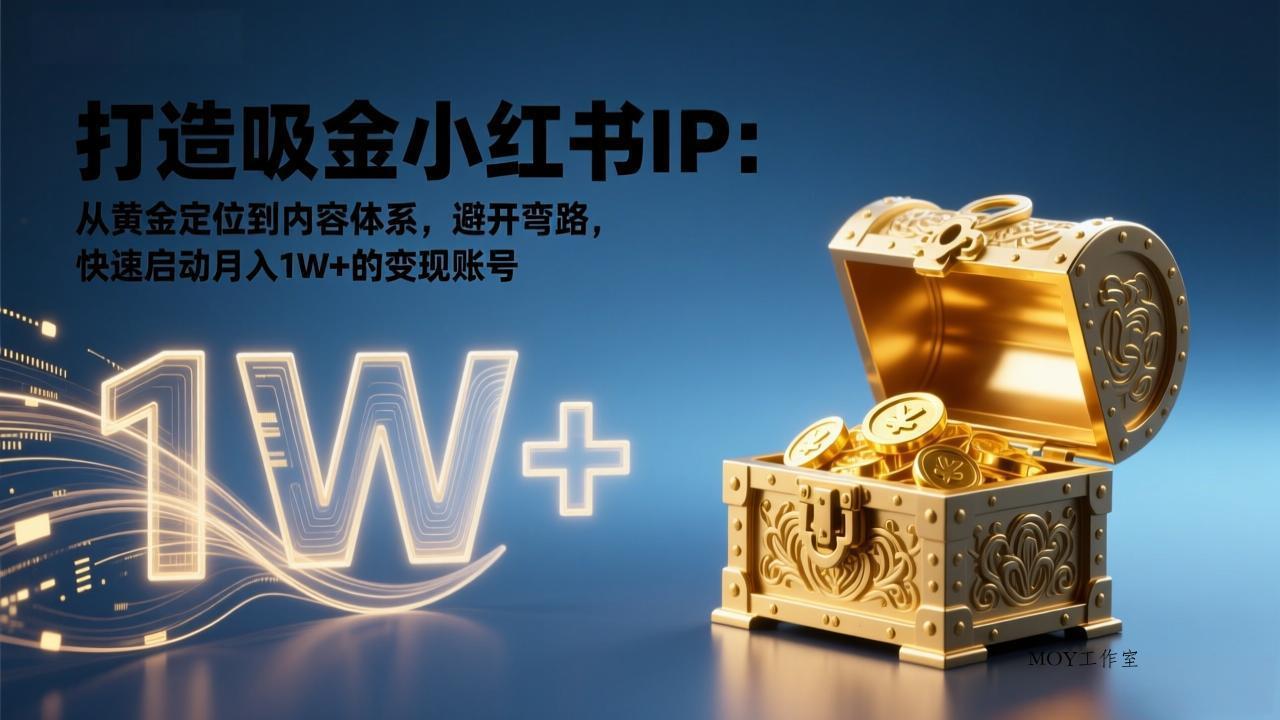 打造吸金小红书IP：从黄金定位到内容体系，避开弯路，快速启动月入1W+的变现账号-墨昀爱搬砖