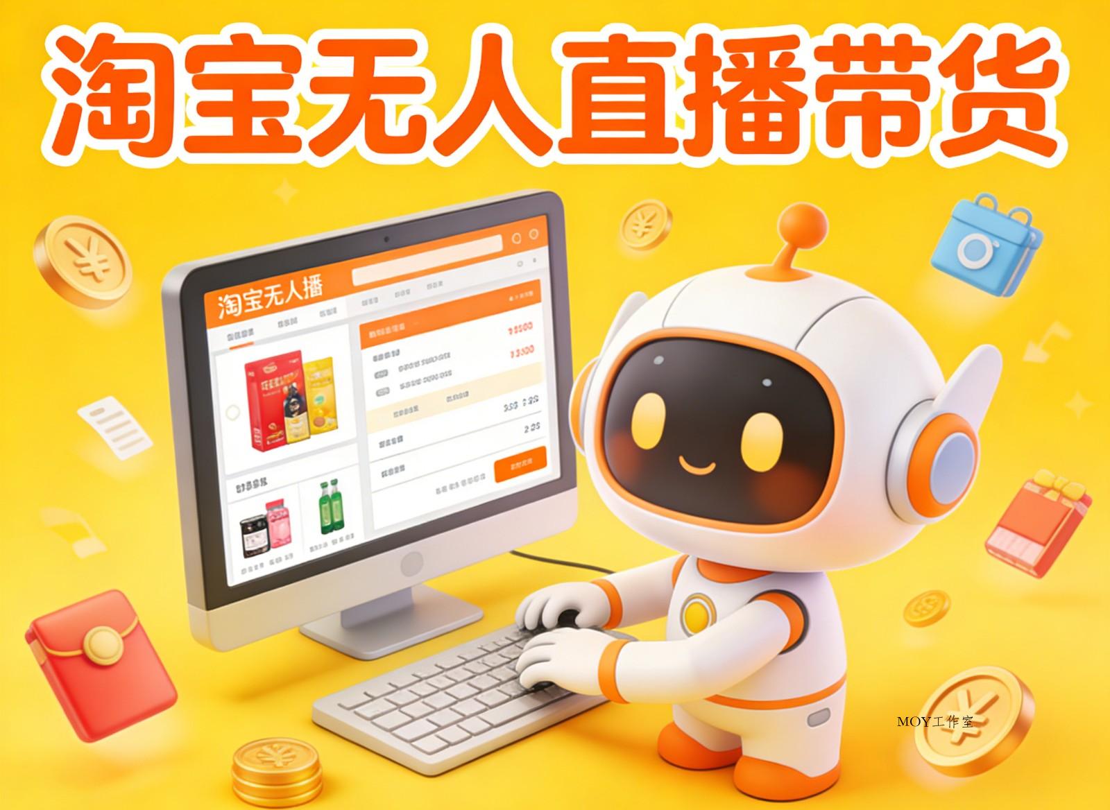 淘宝无人直播带货，24小时自动卖货，月佣金1W+，不违规不封号，不用露脸-墨昀爱搬砖