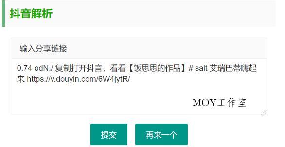 抖音无水印视频解析 html源码-墨昀爱搬砖