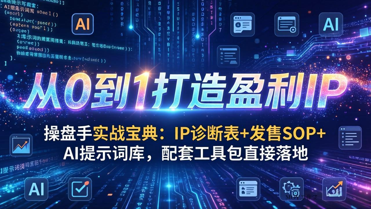 操盘手实战宝典：IP诊断表+发售SOP+AI提示词库，配套工具包直接落地，从0到1打造盈利IP-墨昀爱搬砖