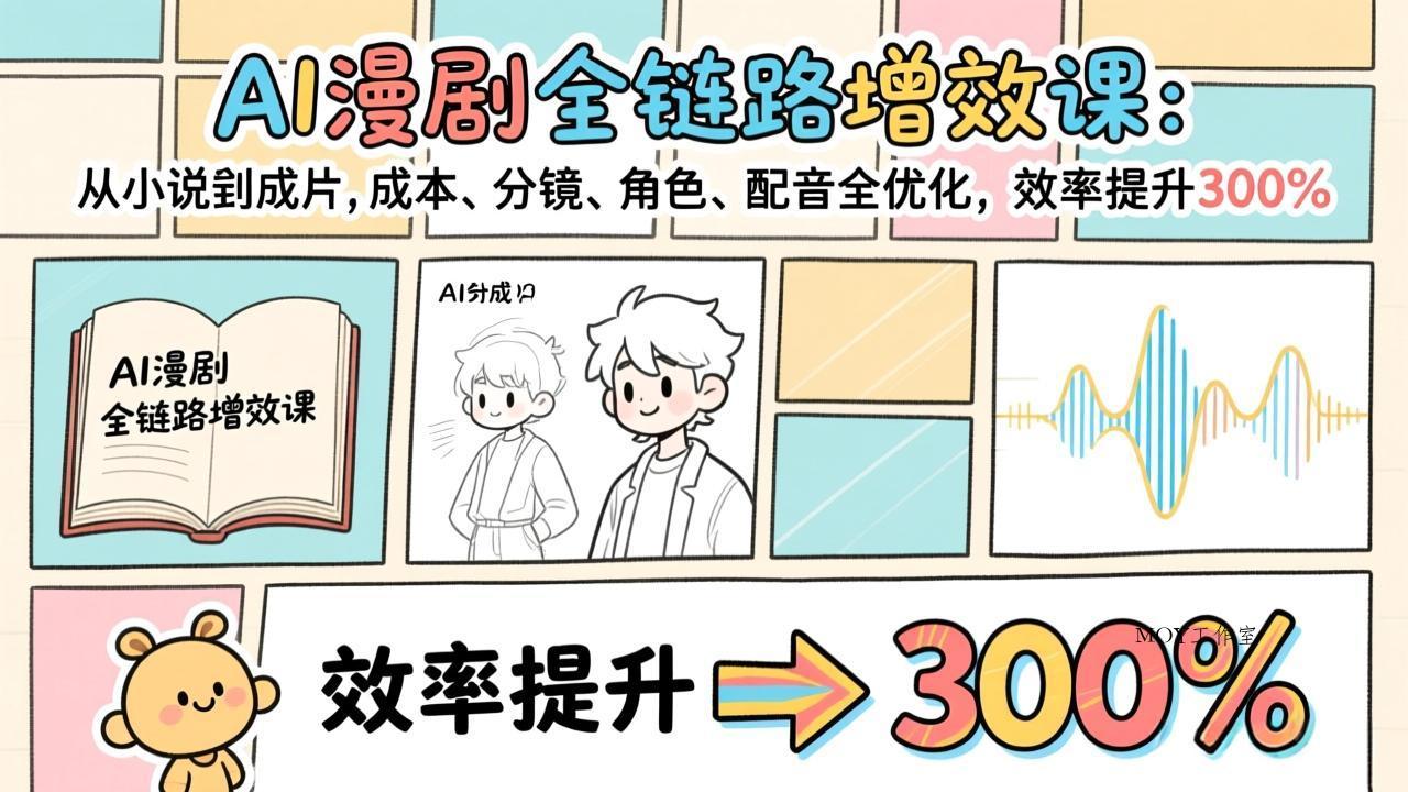 AI漫剧全链路增效课：从小说到成片，成本、分镜、角色、配音全优化，效率提升300%-墨昀爱搬砖