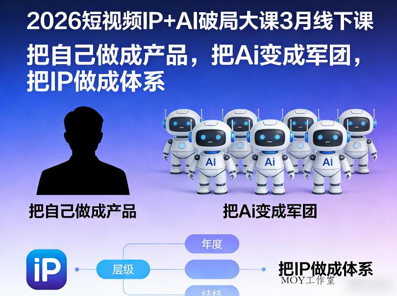 2026短视频IP+AI破局大课3月线下课，把自己做成产品，把Ai变成军团，把IP做成体系-墨昀爱搬砖