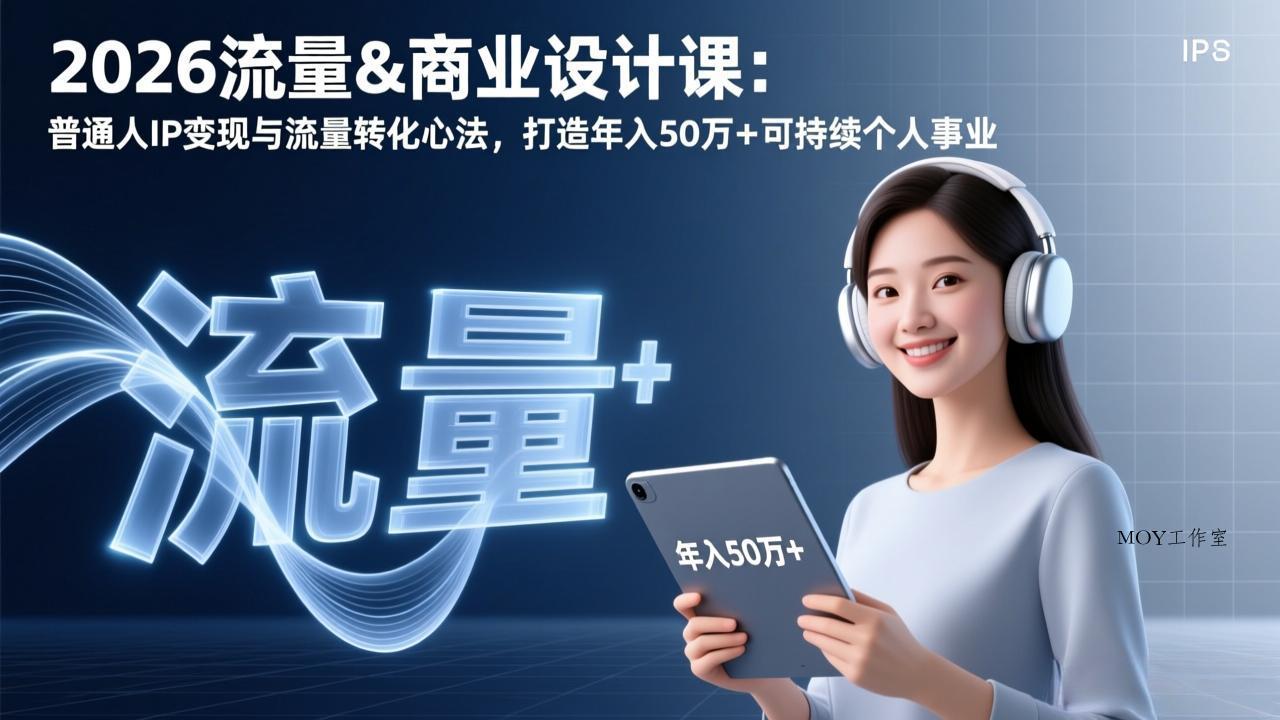 2026流量&商业设计课：普通人IP变现与流量转化心法，打造年入50万+可持续个人事业-墨昀爱搬砖