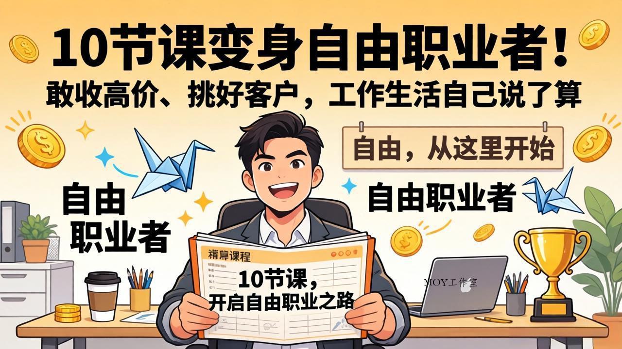 10 节课变身自由职业者！敢收高价、挑好客户，工作生活自己说了算-墨昀爱搬砖