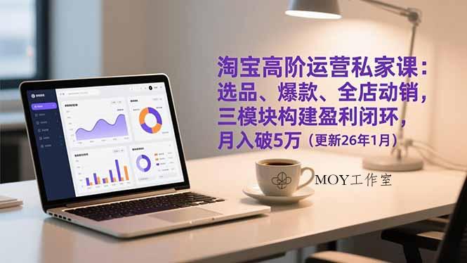 淘宝高阶运营私家课：选品、爆款、全店动销，三模块构建盈利闭环，月入破5万(更新26年1月-墨昀爱搬砖