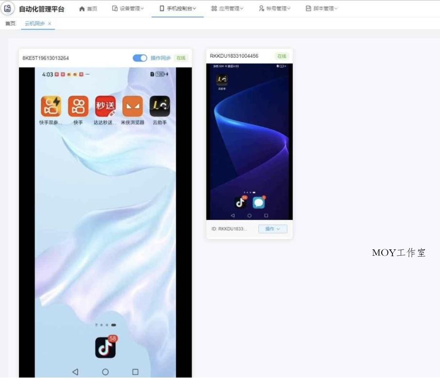 云手机群控系统源码 云手机多开群控 自动化管理程序源码-墨昀爱搬砖