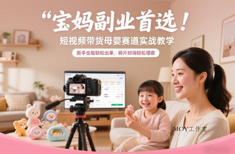 宝妈副业首选！短视频带货母婴赛道实战教学，新手也能轻松出单，碎片时间轻松增收-墨昀爱搬砖