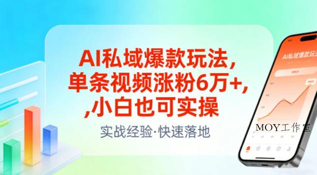 AI私域爆款玩法，单条视频涨粉6W+，小白也可实操-墨昀爱搬砖