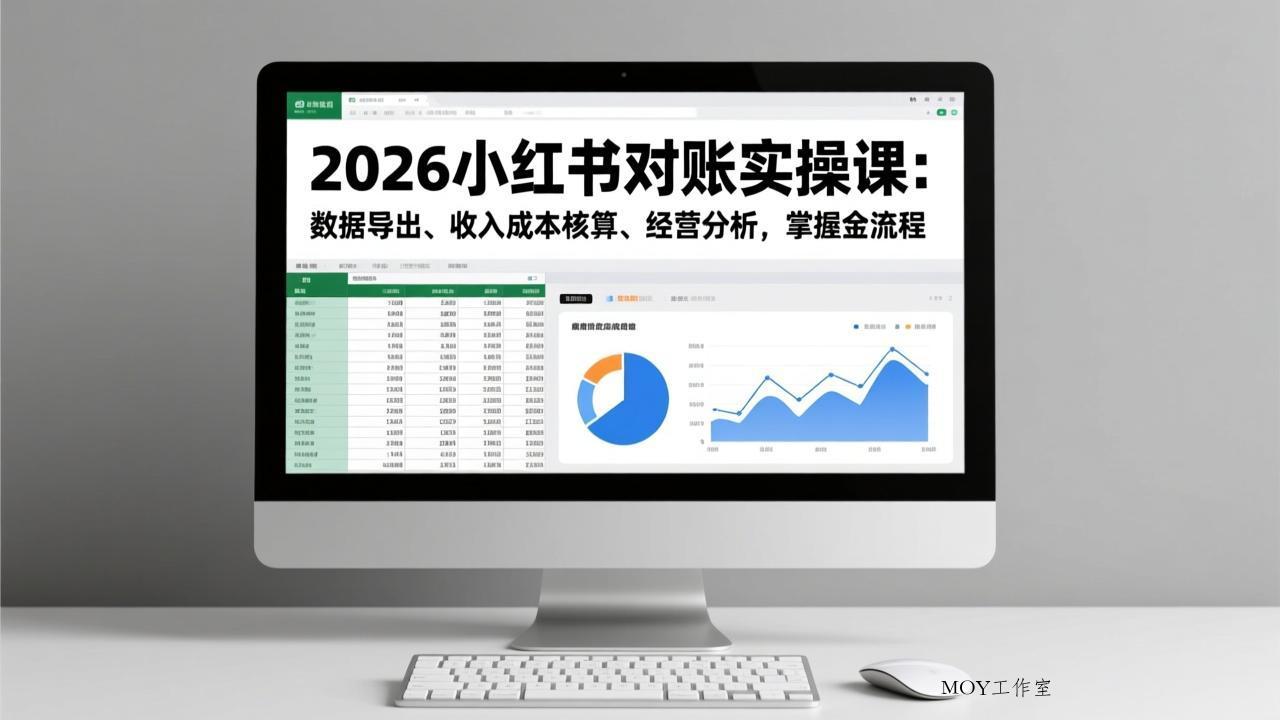 2026小红书对账实操课：数据导出、收入成本核算、经营分析，掌握全流程-墨昀爱搬砖