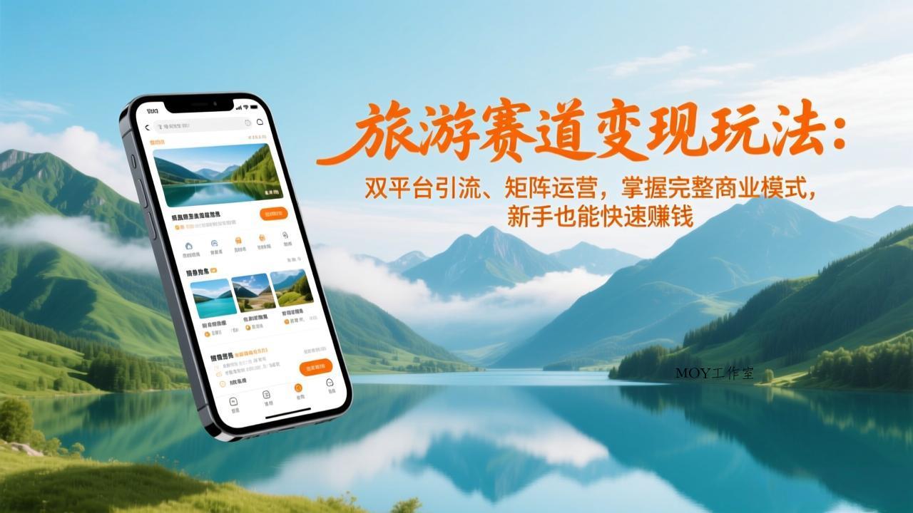 旅游赛道变现玩法：双平台引流、矩阵运营，掌握完整商业模式，新手也能快速赚钱-墨昀爱搬砖