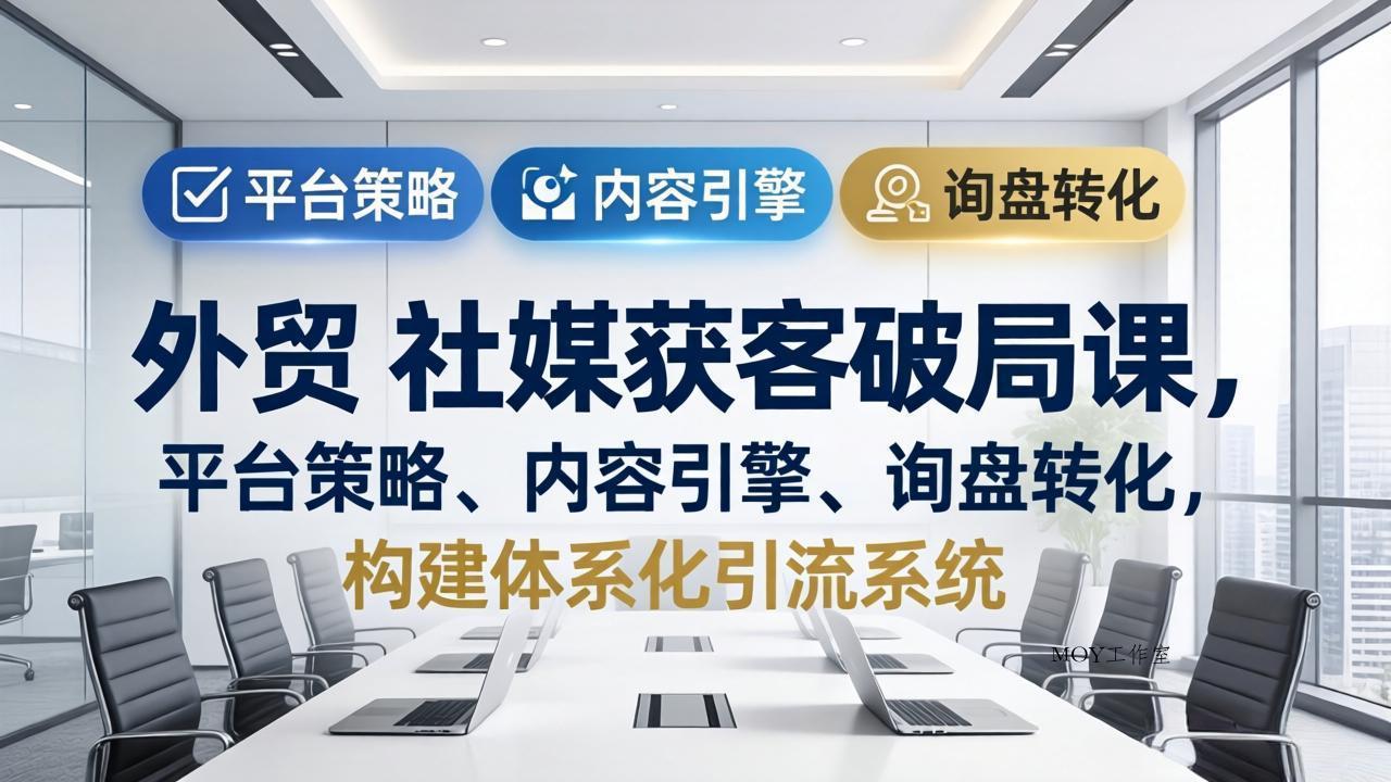 外贸 社媒获客破局课，平台策略、内容引擎、询盘转化，构建体系化引流系统(更新26年3月-墨昀爱搬砖