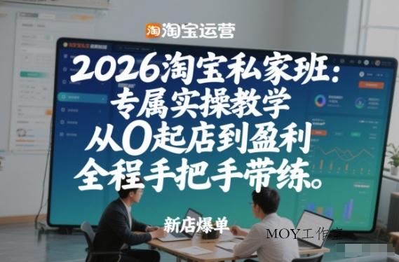 2026淘宝私家班：专属实操教学，从0起店到盈利，全程手把手带练-墨昀爱搬砖