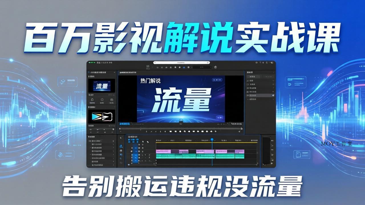 百万影视解说实战课：告别搬运违规没流量，AI文案+配音+剪映，做出能上热门的解说视频-墨昀爱搬砖