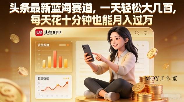 头条最新蓝海赛道，一天轻松大几张，每天花十分钟也能月入过1W【揭秘】-墨昀爱搬砖