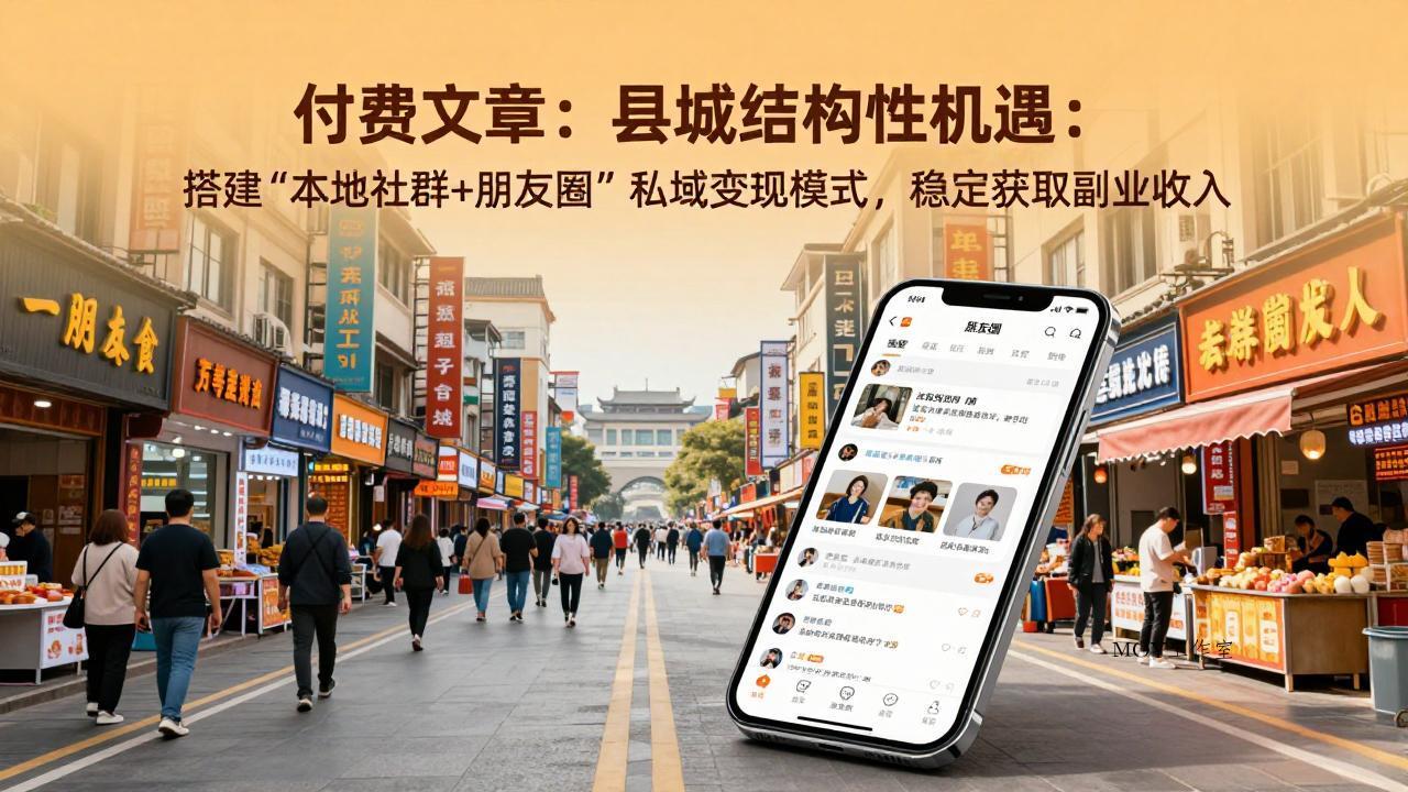 付费文章：县城结构性机遇：搭建“本地社群+朋友圈”私域变现模式，稳定获取副业收入-墨昀爱搬砖