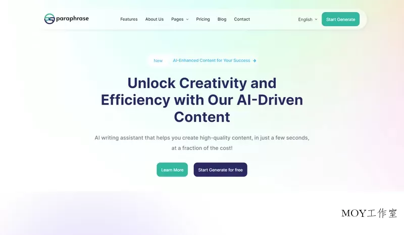 Bootstrap响应式AI写作助手官网源码-墨昀爱搬砖