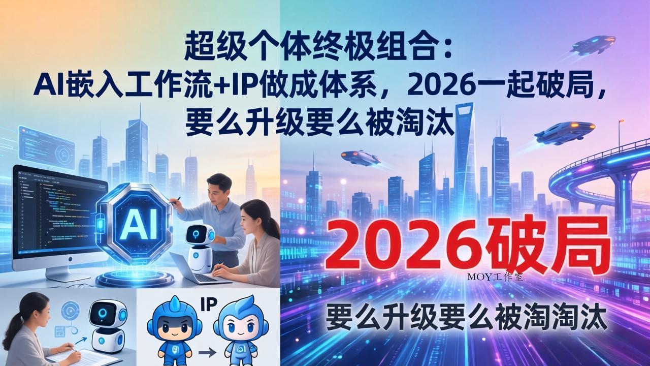 超级个体终极组合：AI嵌入工作流+IP做成体系，2026一起破局，要么升级要么被淘汰-墨昀爱搬砖