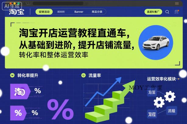 淘宝开店运营教程直通车，从基础到进阶，提升店铺流量，转化率和整体运营效率(更新26年1月)-墨昀爱搬砖