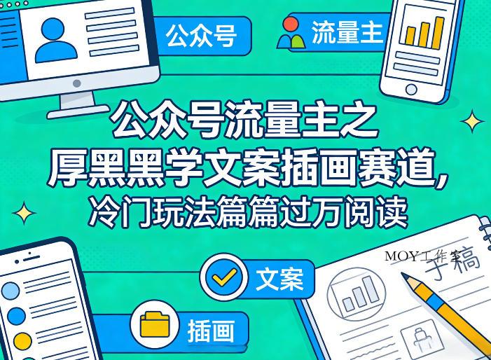 公众号流量主之厚黑学文案插画赛道，冷门玩法篇篇过万阅读-墨昀爱搬砖