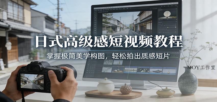 日式高级感短视频教程：掌握极简美学构图，轻松拍出质感短片-墨昀爱搬砖