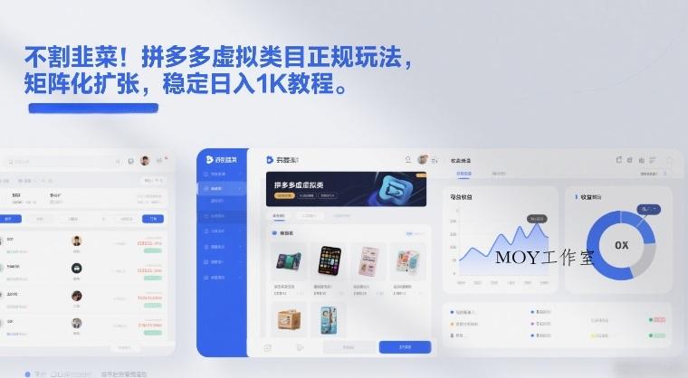 不割韭菜！拼多多虚拟类目正规玩法，矩阵化扩张，稳定日入1K教程【揭秘】-墨昀爱搬砖