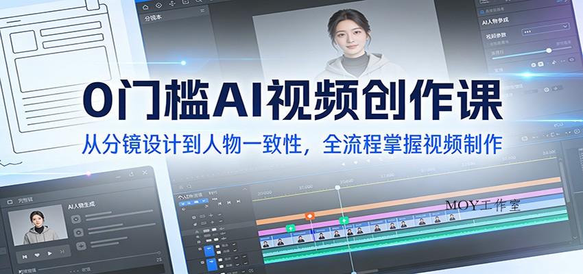 0门槛AI视频创作课：从分镜设计到人物一致性，全流程掌握视频制作-墨昀爱搬砖