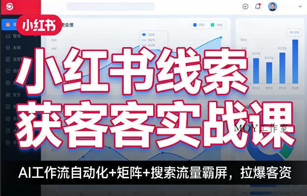 小红书线索获客实战课，AI工作流自动化+矩阵+搜索流量霸屏，拉爆客资