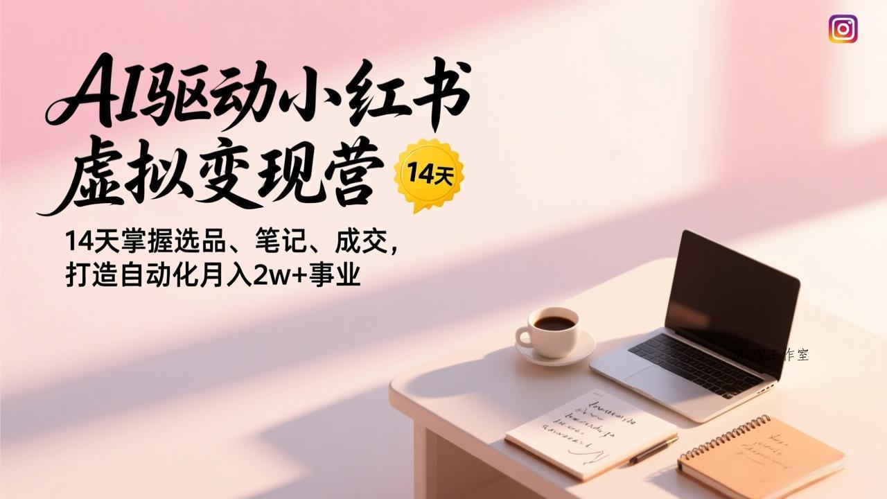 AI驱动小红书虚拟变现营，14天掌握选品、笔记、成交，打造自动化月入2w+事业-墨昀爱搬砖