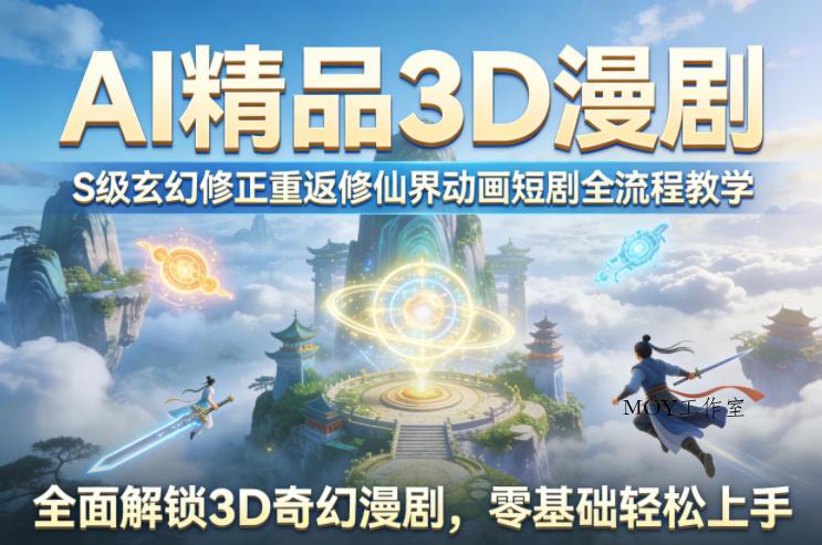 AI精品3D漫剧S级玄幻修正重返修仙界动画短剧全流程教学，全面解锁3D奇幻漫剧，零基础轻松上手-墨昀爱搬砖