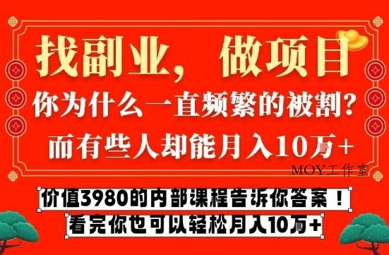 价值3980的网创内部课程，告诉你互联网创业月入10个W的秘密【揭秘】-墨昀爱搬砖