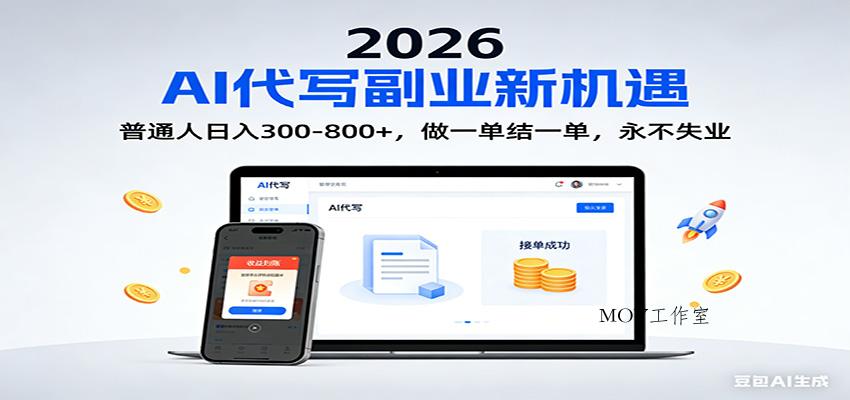2026 副业首选！AI 代写日入 300-800，普通人0门槛，做一单结一单！-墨昀爱搬砖