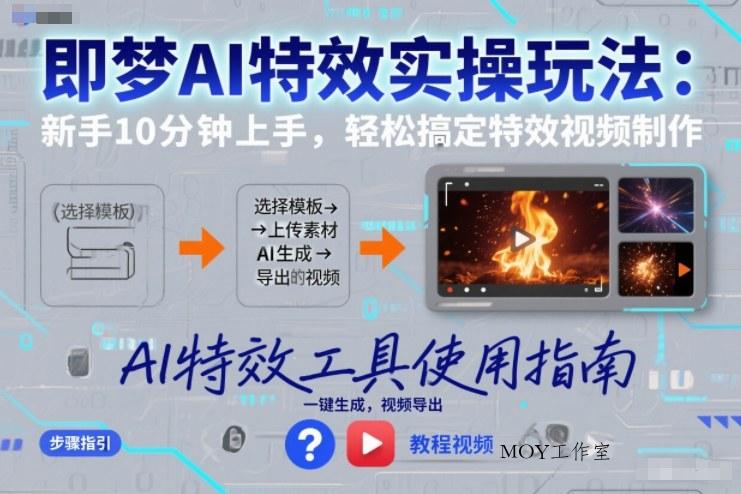 即梦AI特效实操玩法：新手10分钟上手，轻松搞定特效视频制作-墨昀爱搬砖