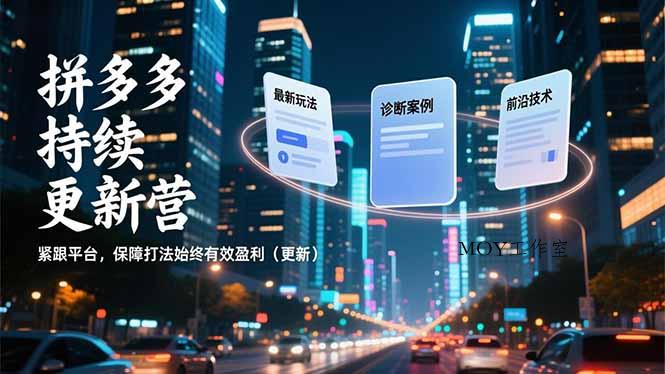 拼多多持续更新营，最新玩法、诊断案例、前沿技术，紧跟平台，保障打法始终有效盈利(更新-墨昀爱搬砖