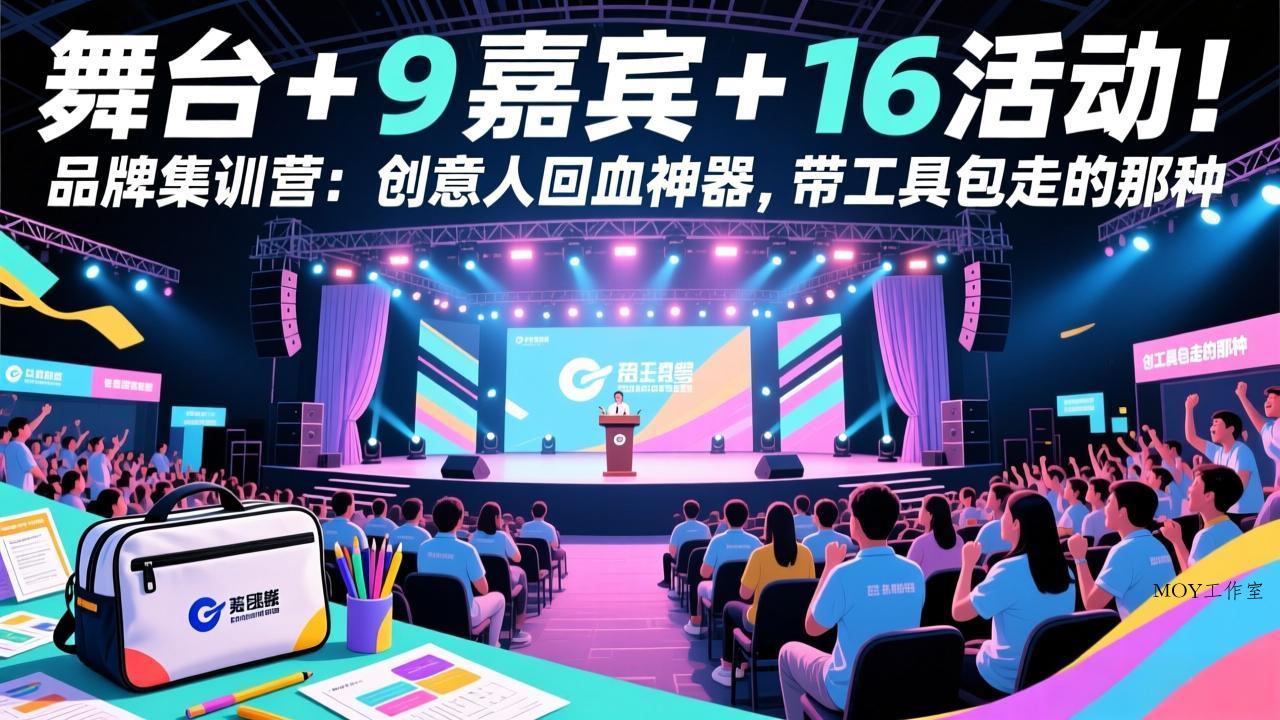 舞台 + 9 嘉宾 + 16 活动！品牌集训营：创意人回血神器，带工具包走的那种-墨昀爱搬砖
