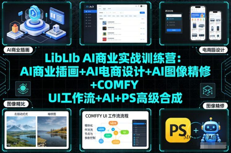 LibLIb AI商业实战训练营：AI商业插画+AI电商设计+AI图像精修+COMFY UI工作流+AI+PS高级合成-墨昀爱搬砖