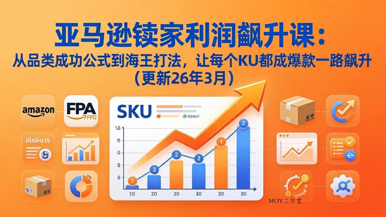 亚马逊卖家利润飙升课：从品类成功公式到海王打法，让每个SKU都成爆款一路飙升(更新26年3月-墨昀爱搬砖