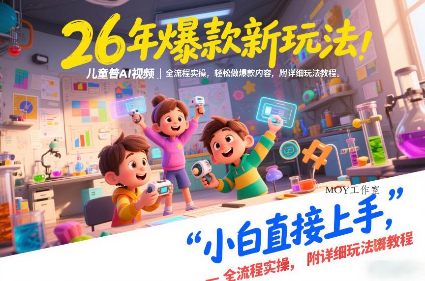 26年爆款新玩法，儿童科普AI视频，全流程实操，轻松做爆款内容，小白直接上手，附详细玩法教程-墨昀爱搬砖