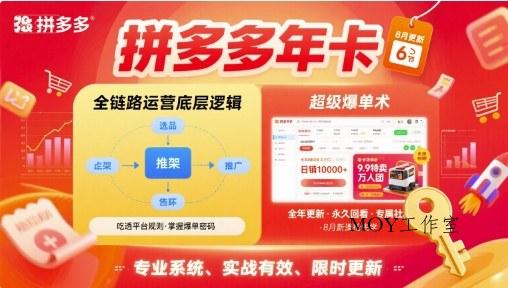 拼多多年卡，拼多多全链路运营底层逻辑，超级爆单术【更新26年1月】-墨昀爱搬砖