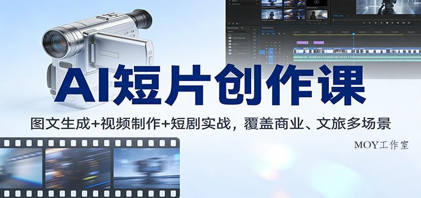AI短片创作课：图文生成+ 视频制作+短剧实战，覆盖商业、 文旅多场景-墨昀爱搬砖