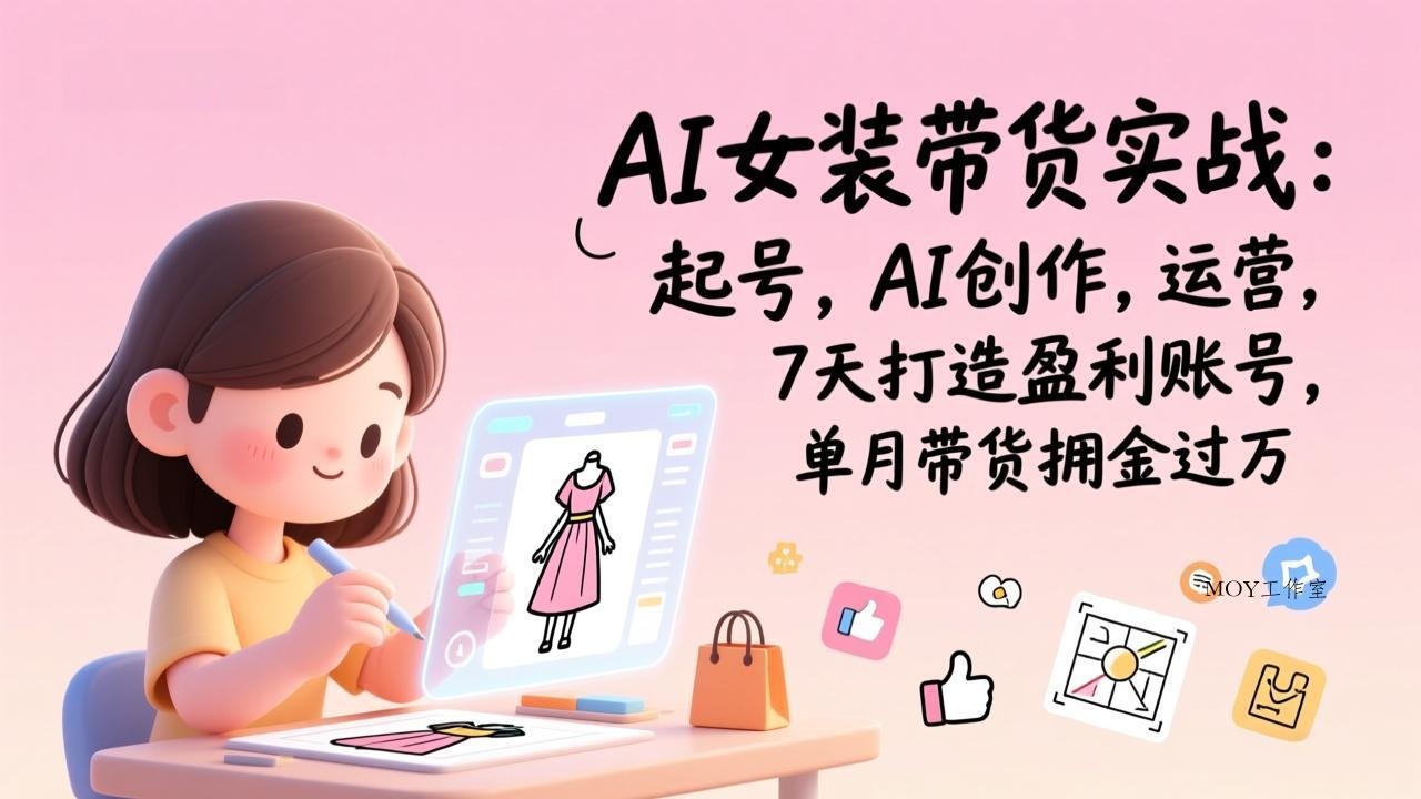 AI女装带货实战：起号，AI创作，运营，7天打造盈利账号，单月带货佣金过万-墨昀爱搬砖