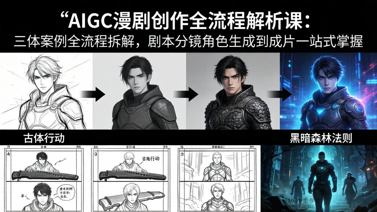 AIGC漫剧创作全流程解析课：三体案例全流程拆解，剧本分镜角色生成到成片一站式掌握-墨昀爱搬砖