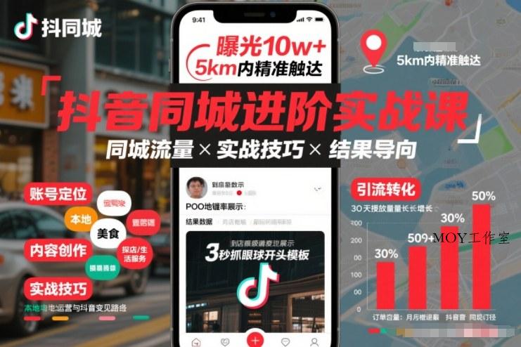 抖音同城进阶实战课，助你同城流量拿到结果-墨昀爱搬砖