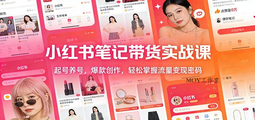 小红书笔记带货实战课：起号养号，爆款创作，轻松掌握流量变现密码-墨昀爱搬砖
