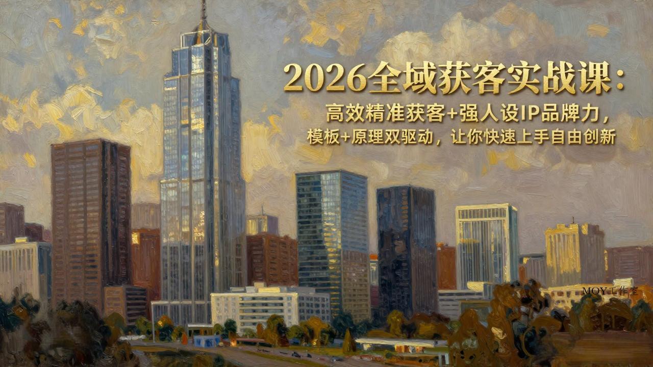 2026全域获客实战课：高效精准获客+强人设IP品牌力，模板+原理双驱动，让你快速上手自由创新-墨昀爱搬砖