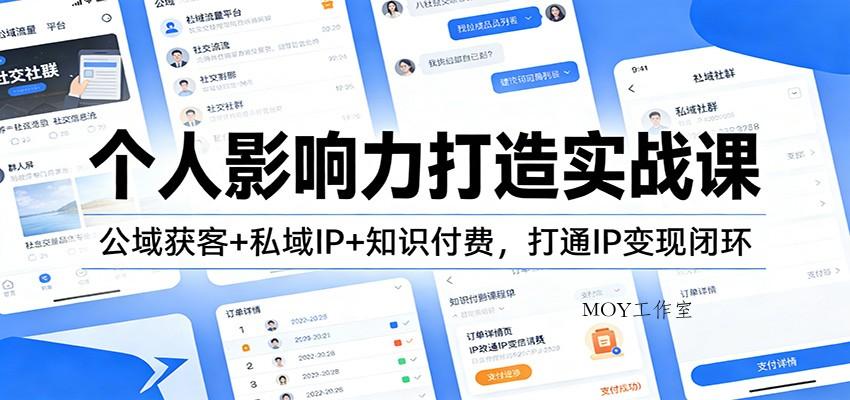 个人影响力打造实战课：公域获客+私域IP+知识付费，打通IP变现闭环-墨昀爱搬砖